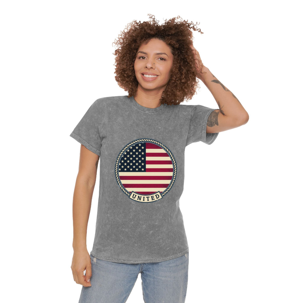 Vintage American Flag T-Shirt — "United" Mineral Wash Tee