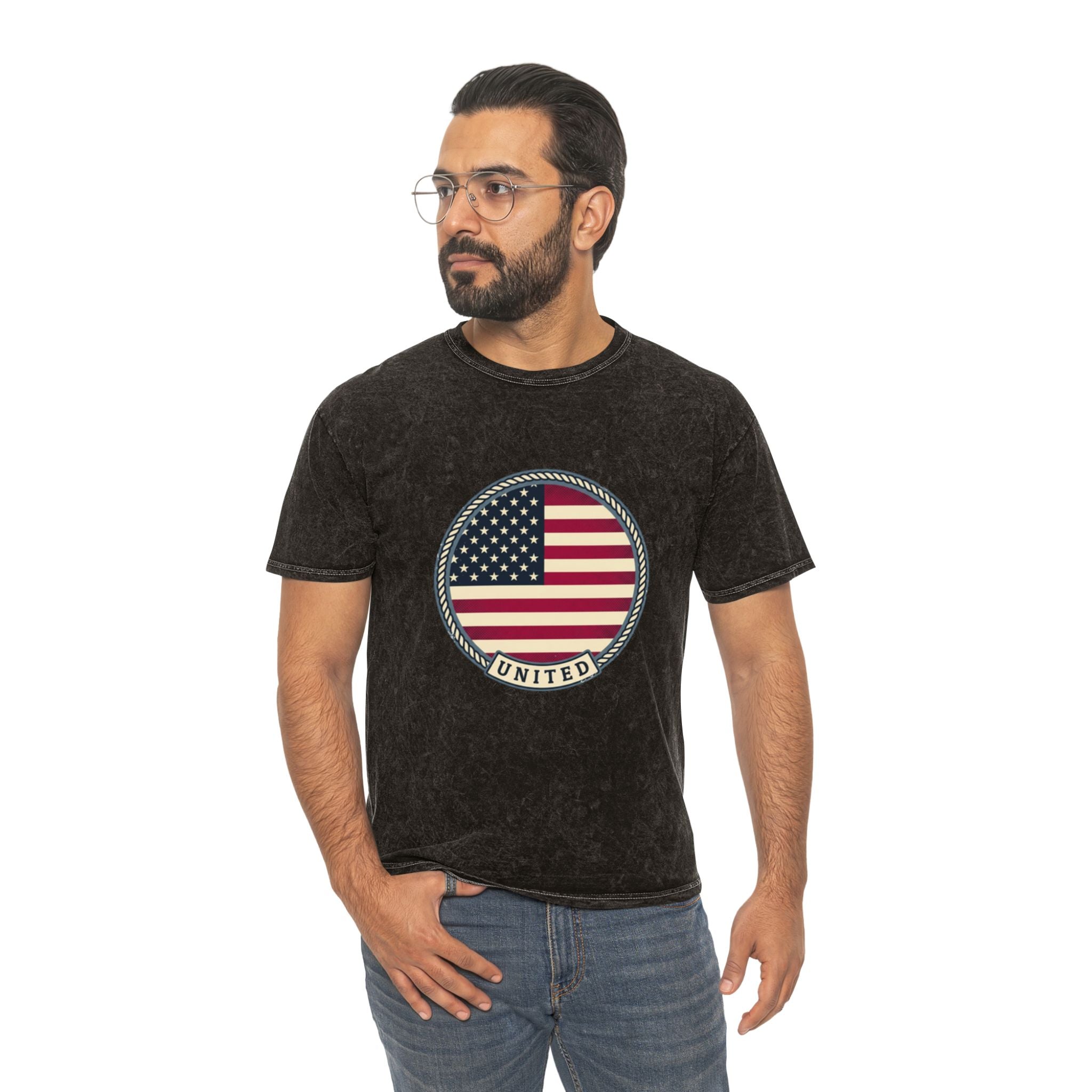 Vintage American Flag T-Shirt — "United" Mineral Wash Tee