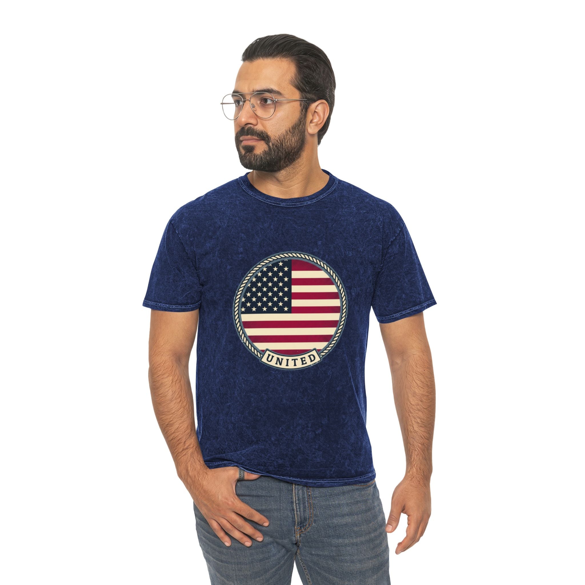 Vintage American Flag T-Shirt — "United" Mineral Wash Tee