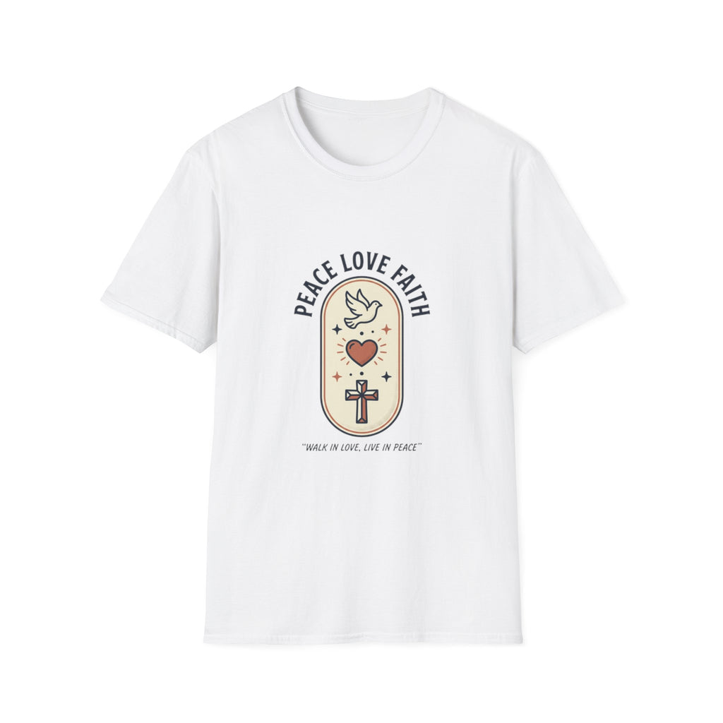 Peace Love Faith T-Shirt — Dove Heart Cross Inspirational Christian Tee