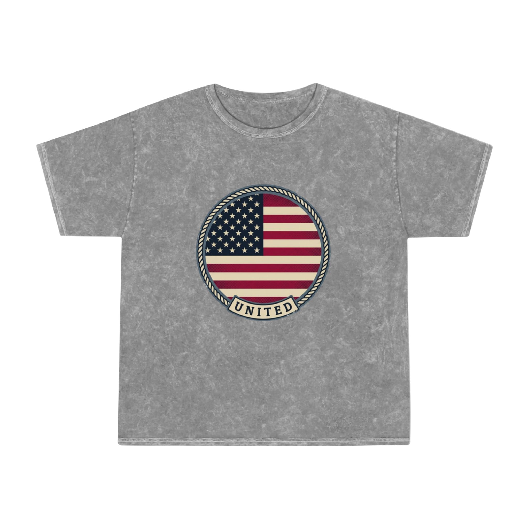 Vintage American Flag T-Shirt — "United" Mineral Wash Tee