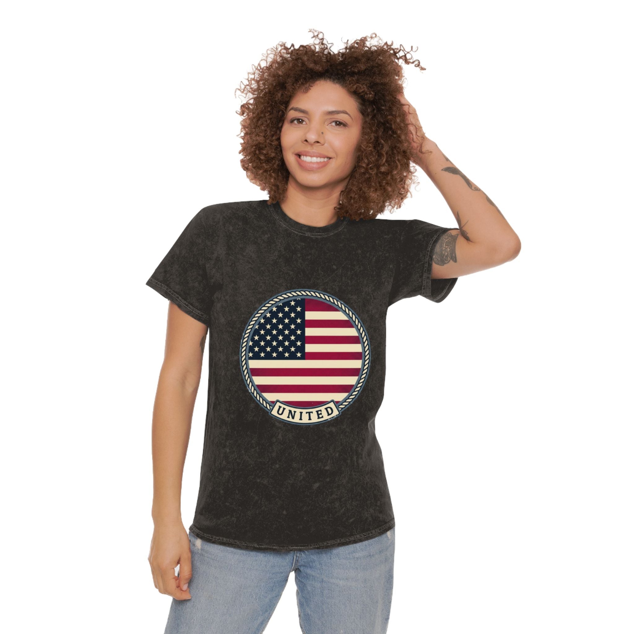 Vintage American Flag T-Shirt — "United" Mineral Wash Tee