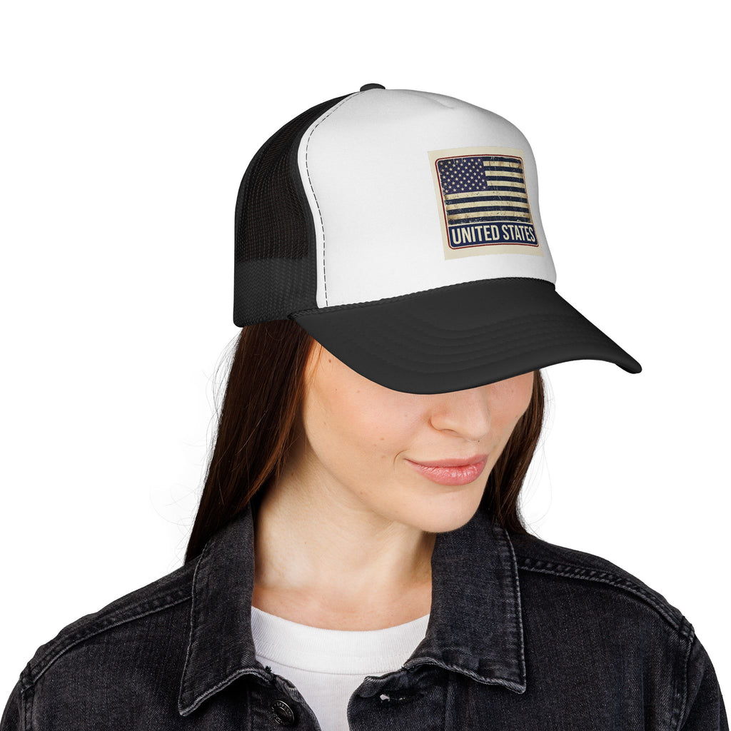 United States Vintage Flag Trucker Cap — Patriotic Mesh Baseball Hat