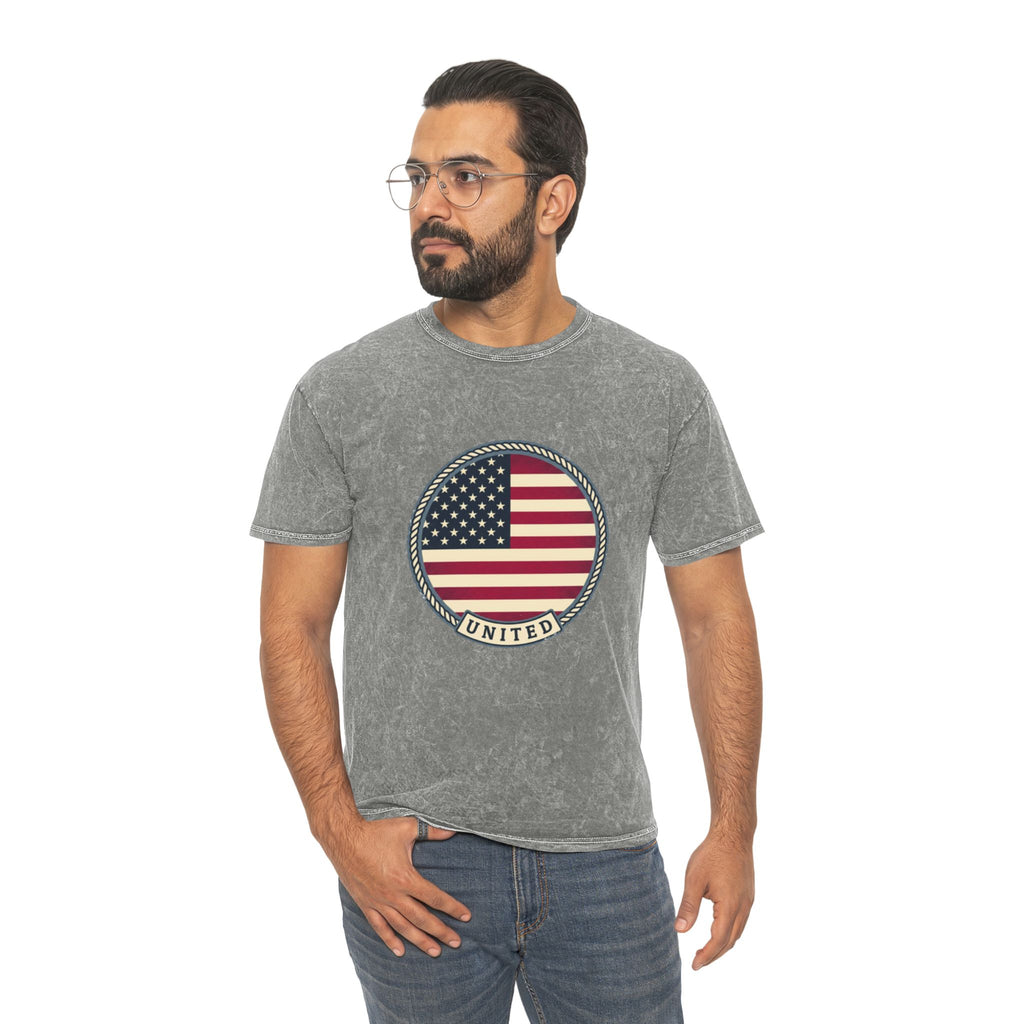 Vintage American Flag T-Shirt — "United" Mineral Wash Tee