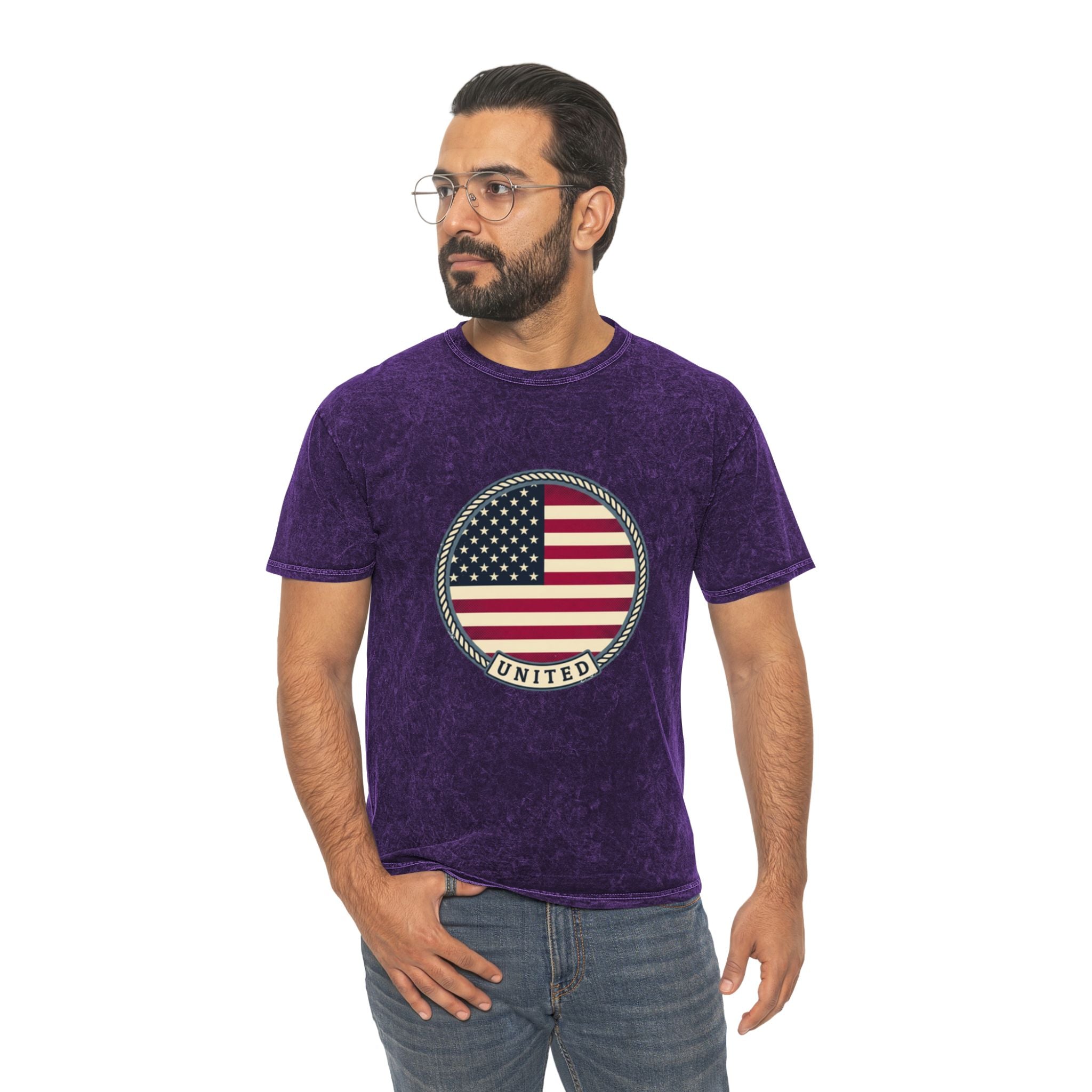 Vintage American Flag T-Shirt — "United" Mineral Wash Tee