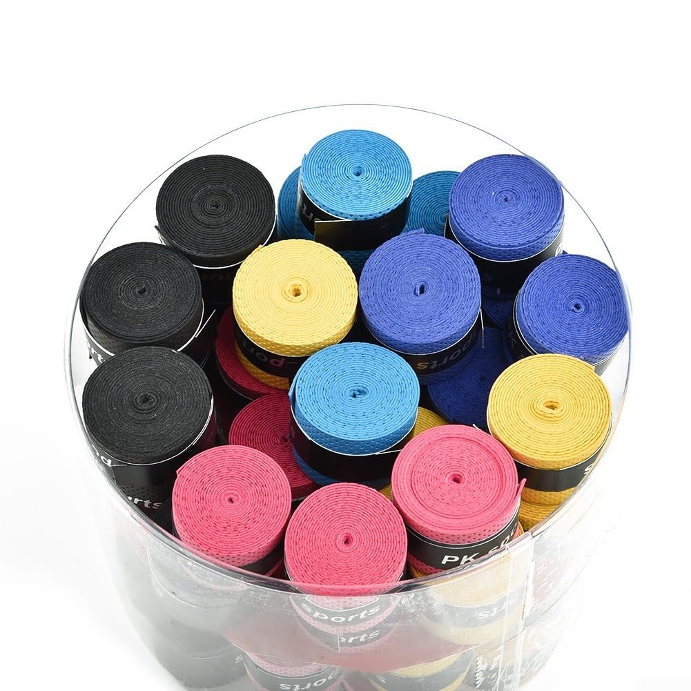Donkivvy 60 Pcs Tennis Racket Grip Tape, Tennis Grip Anti Slip Overgrips Precut Tennis Finishing Tape Comfort Sweat Absorbent Grip Wrap Your Racquet for High Performance