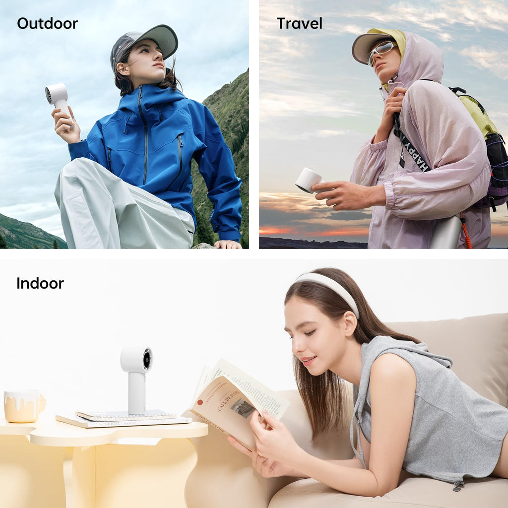 JISULIFE Portable Handheld Fan, 5000mAh Turbo Fan with 5 Speeds, LED Display, 28H Runtime, Rechargeable Mini Personal Fan for Office, Travel, Camping, Cooling & Makeup, Gifts for Women Men (grey)