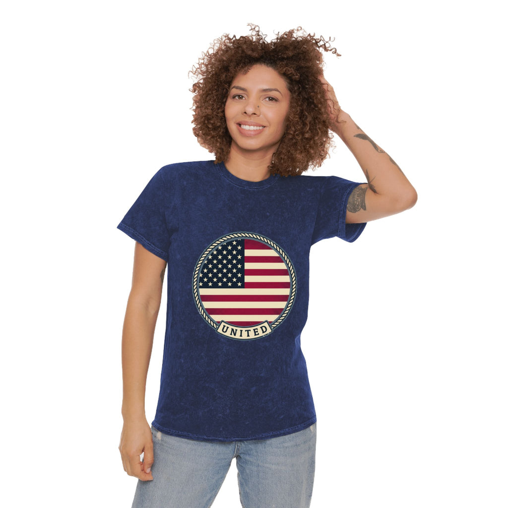Vintage American Flag T-Shirt — "United" Mineral Wash Tee