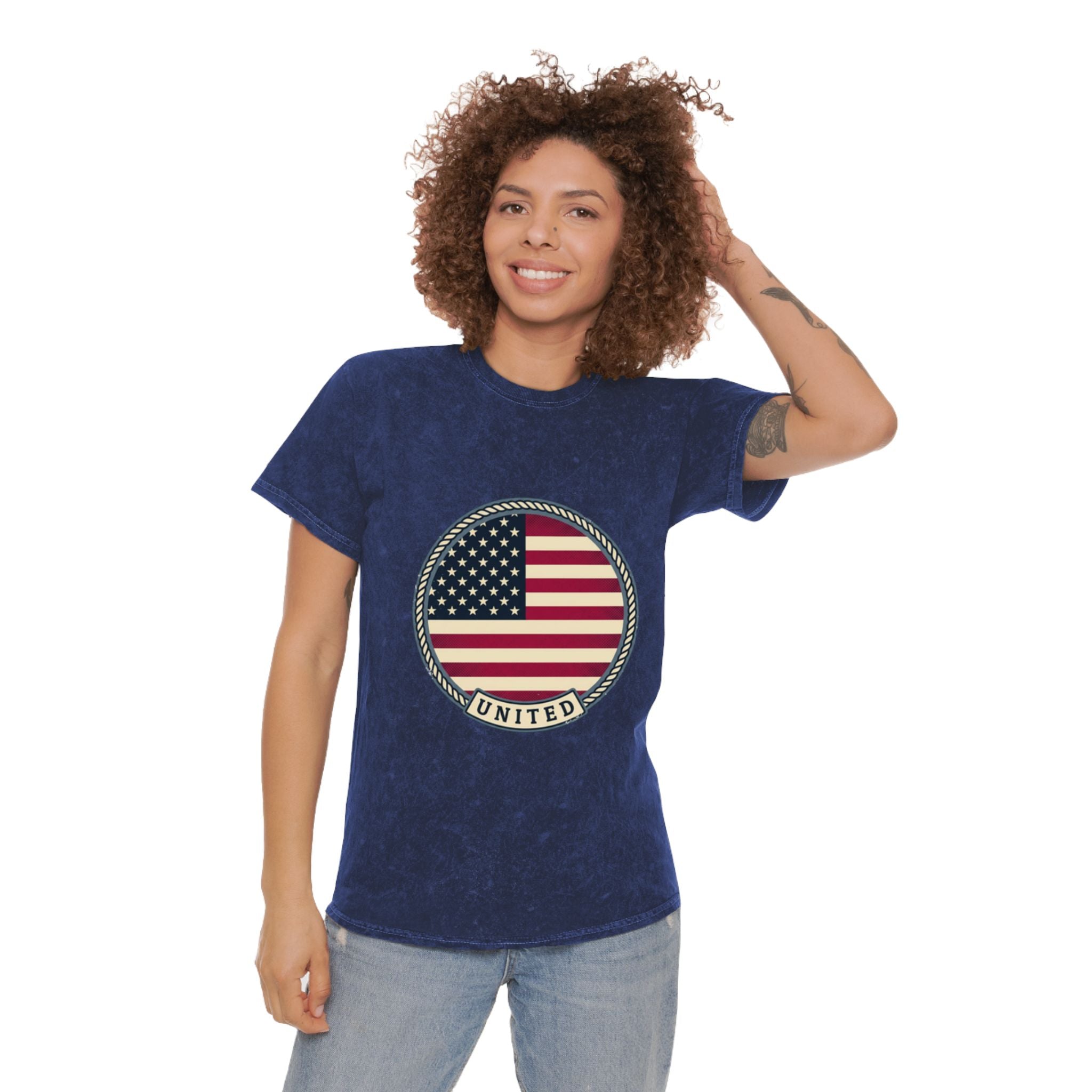 Vintage American Flag T-Shirt — "United" Mineral Wash Tee