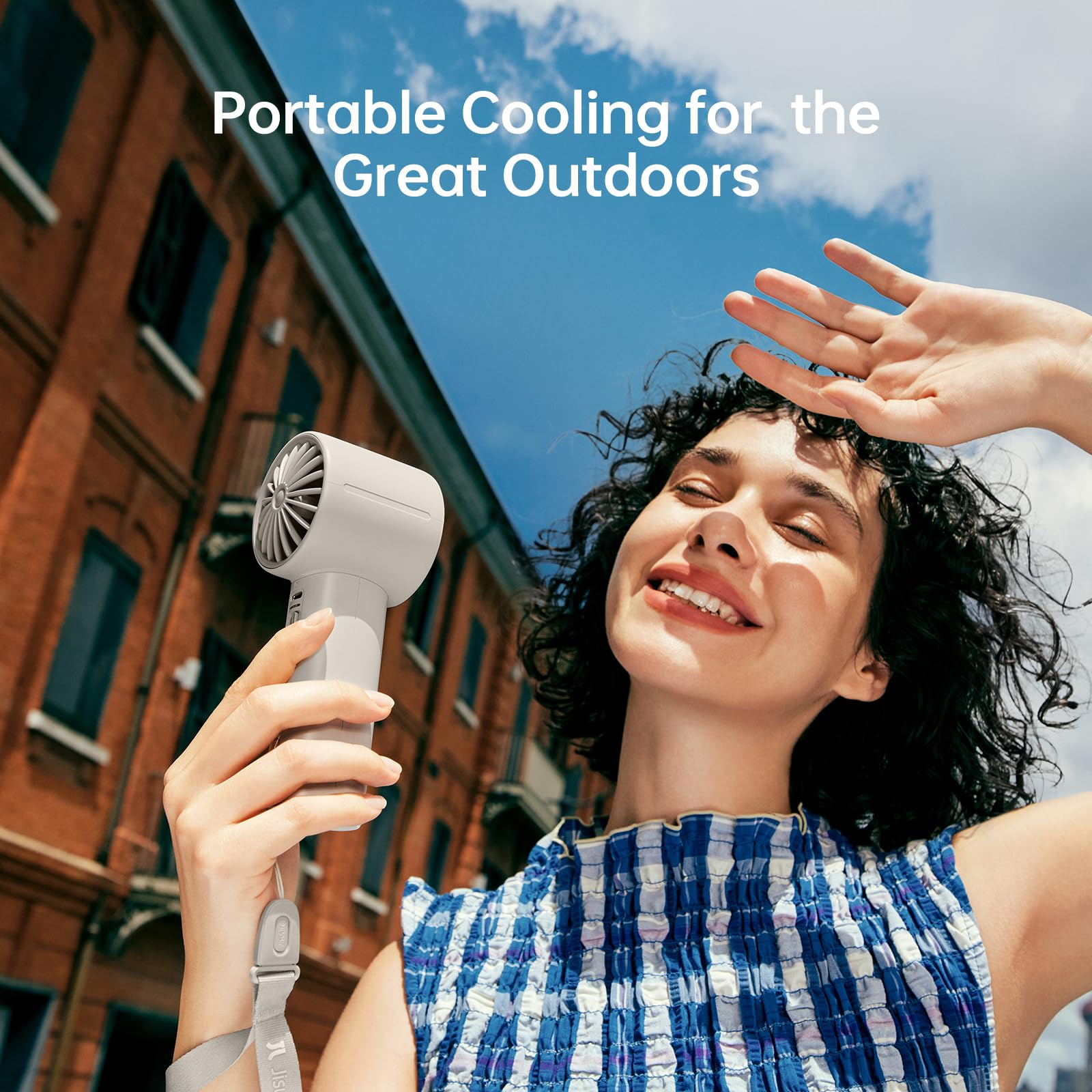 JISULIFE Portable Handheld Fan, 5000mAh Turbo Fan with 5 Speeds, LED Display, 28H Runtime, Rechargeable Mini Personal Fan for Office, Travel, Camping, Cooling & Makeup, Gifts for Women Men (grey)